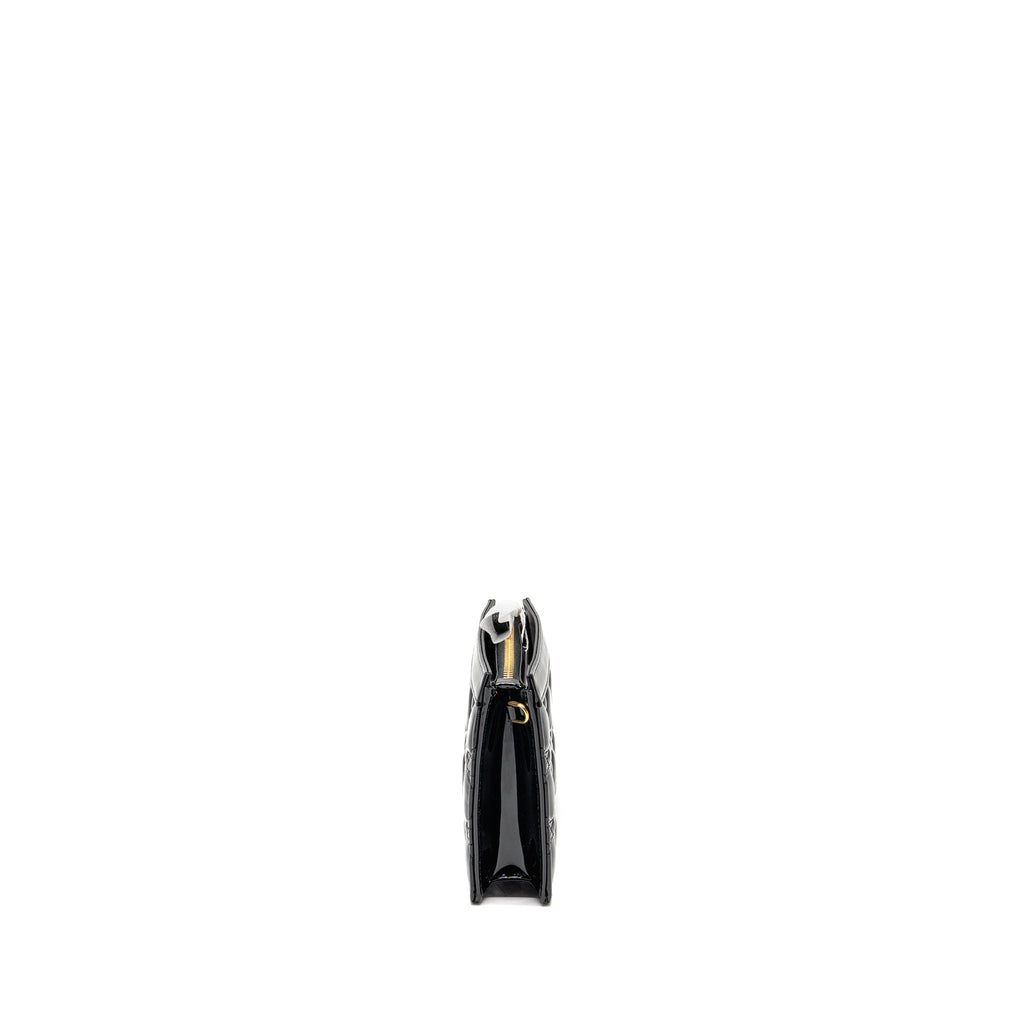 DIOR CARO POUCH WITH CHAIN PATENT CALFSKIN BLACK GHW