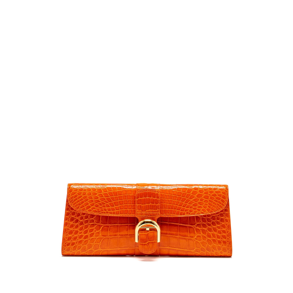 DELVAUX BRILLIANT POCHETTE ALLIGATOR PAPRIKA LGHW