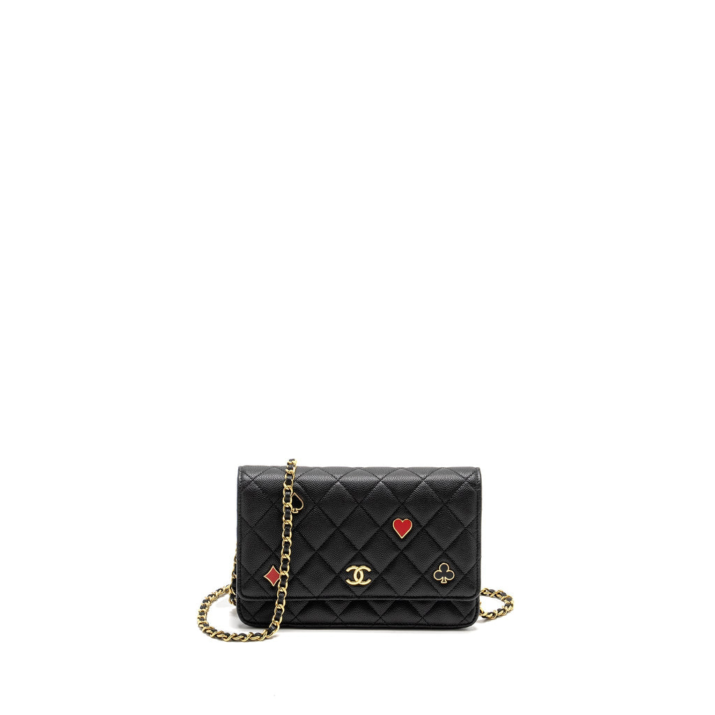 CHANEL COCO CASINO WALLET ON CHAIN CAVIAR BLACK GHW (MICROCHIP)