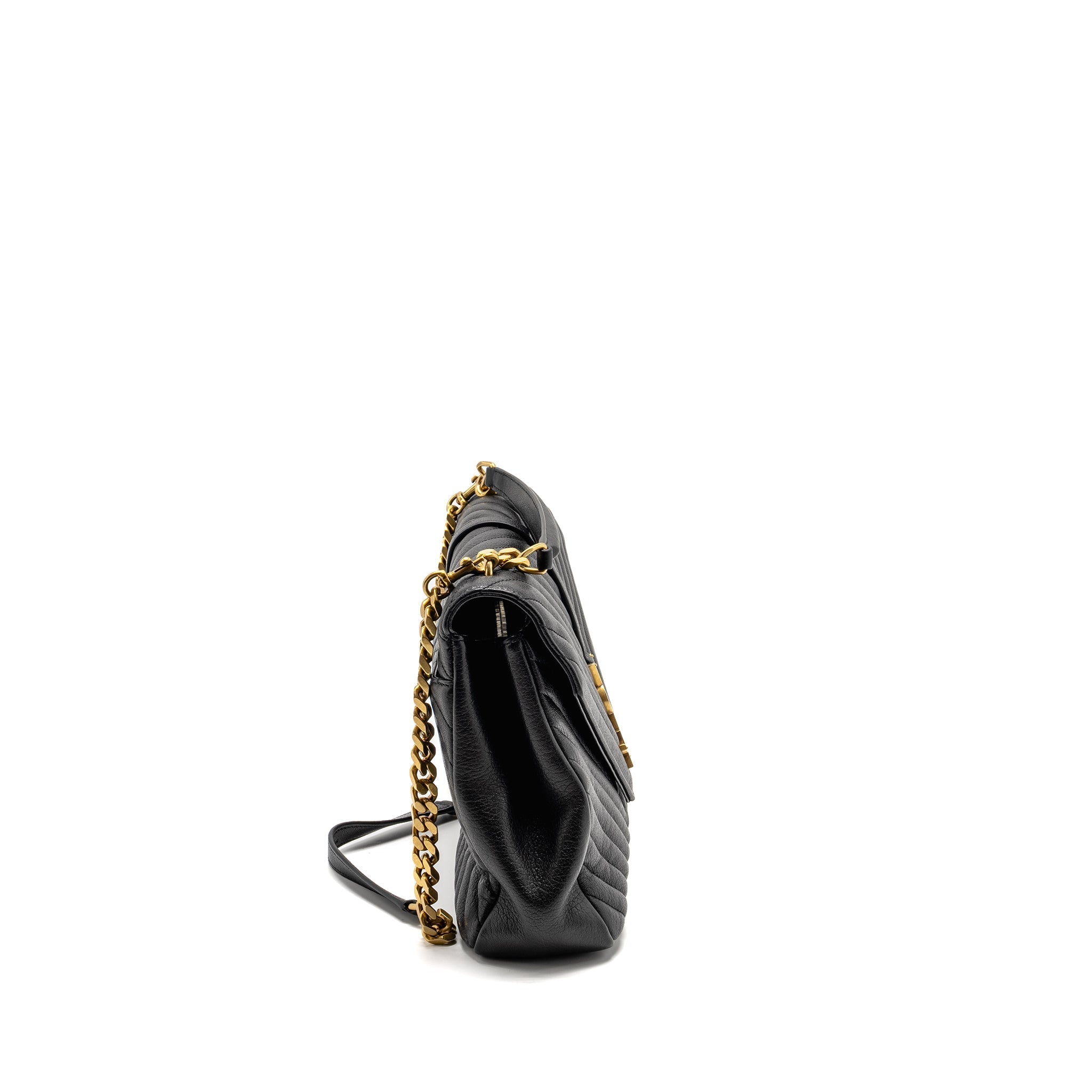 SAINT LAURENT/YSL LARGE COLLEGE BAG MATELASSE LEATHER BLACK GHW