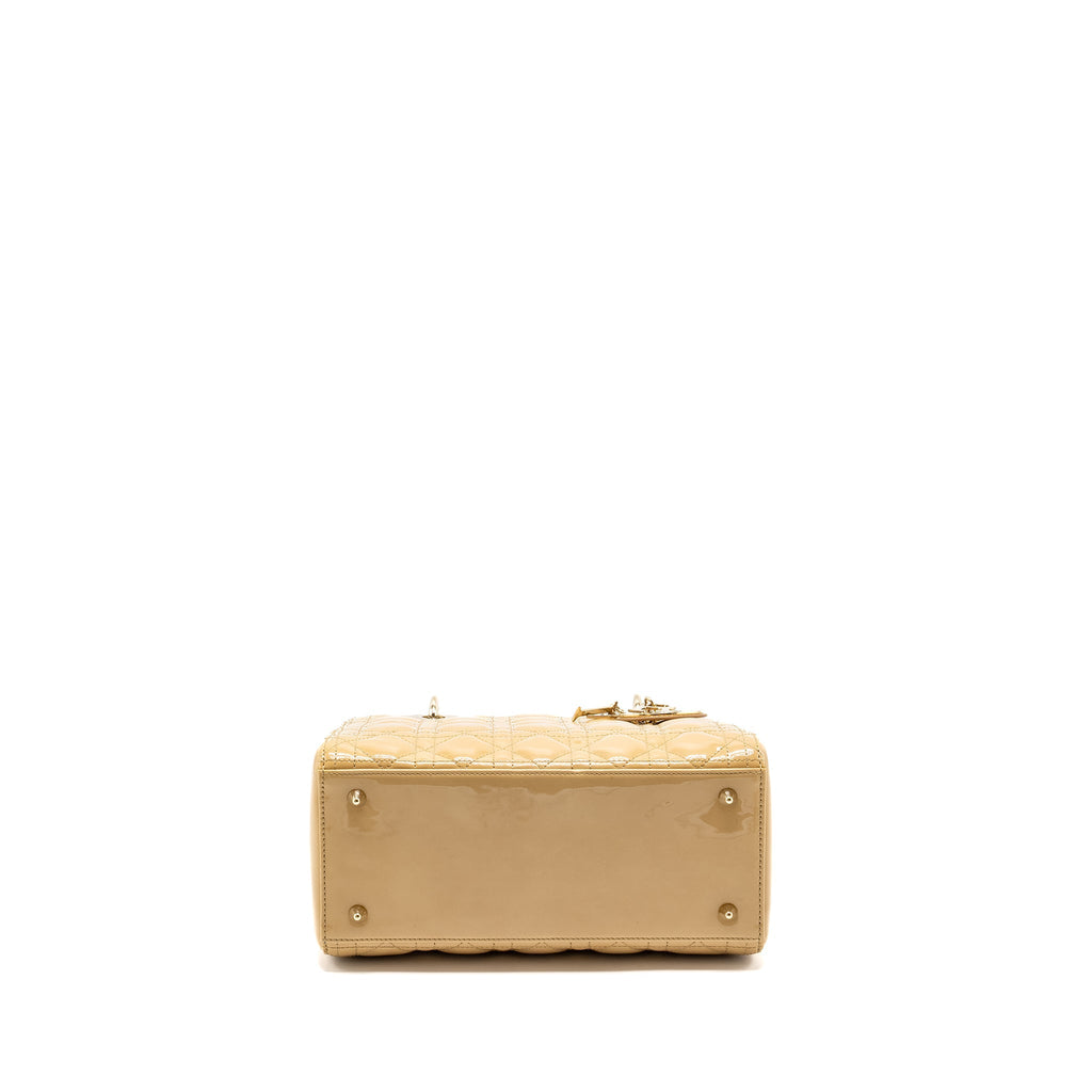 DIOR MEDIUM LADY DIOR PATENT BEIGE GHW