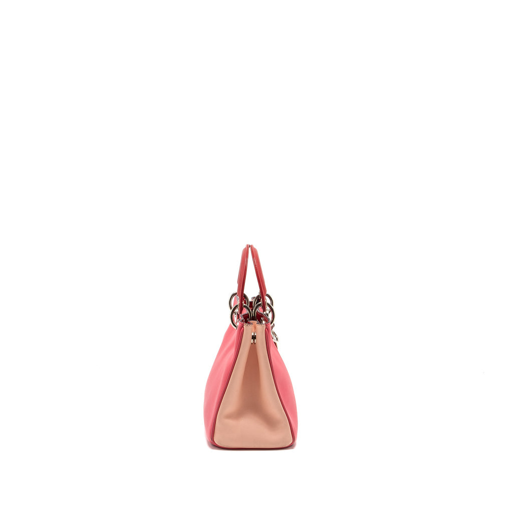 DIOR MINI DIORISSIMO TOTE BAG CALFSKIN DARK PINK/LIGHT PINK SHW