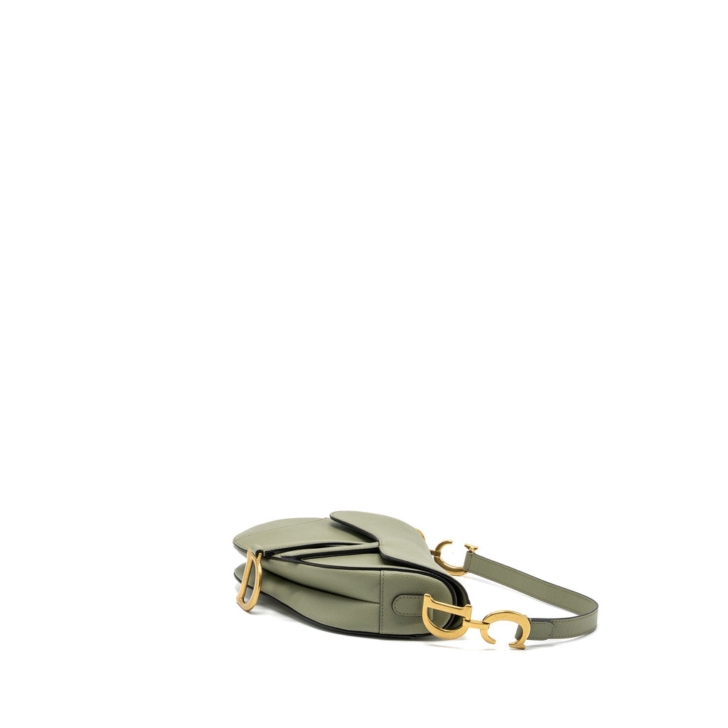 DIOR MEDIUM SADDLE BAG GRAINED CALFSKIN GREEN GHW