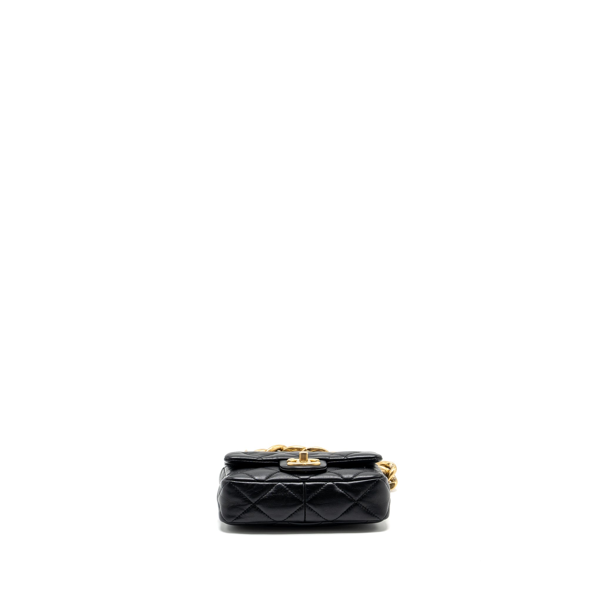 CHANEL MINI SQUARE FLAP BAG WITH GIANT CHAIN LAMBSKIN GHW (MICROCHIP)