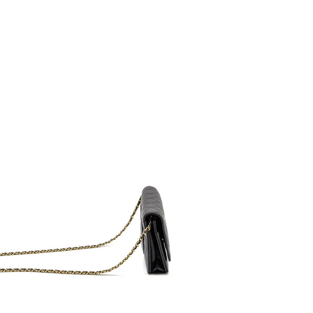 CHANEL COCO CASINO WALLET ON CHAIN CAVIAR BLACK GHW (MICROCHIP)