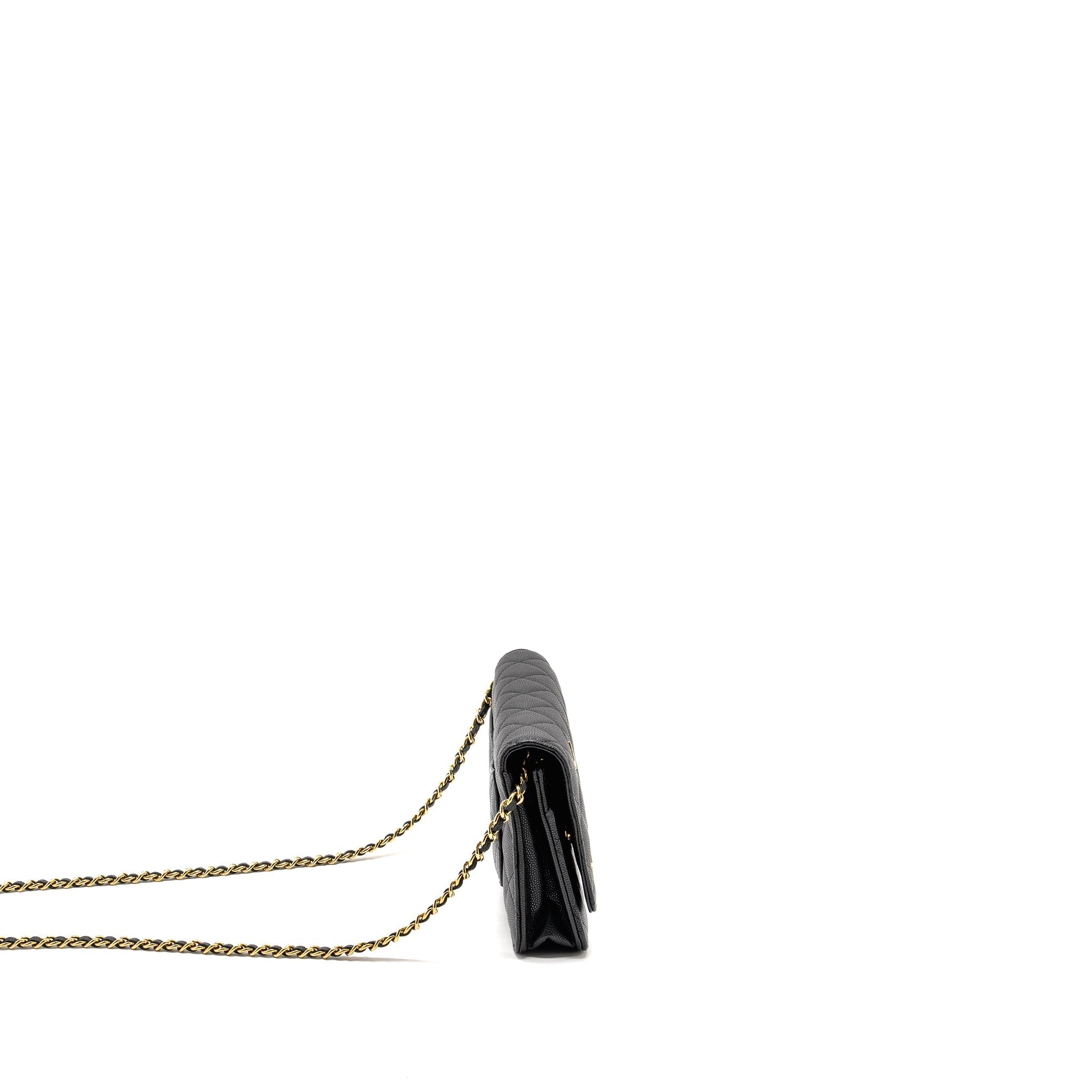 CHANEL COCO CASINO WALLET ON CHAIN CAVIAR BLACK GHW (MICROCHIP)
