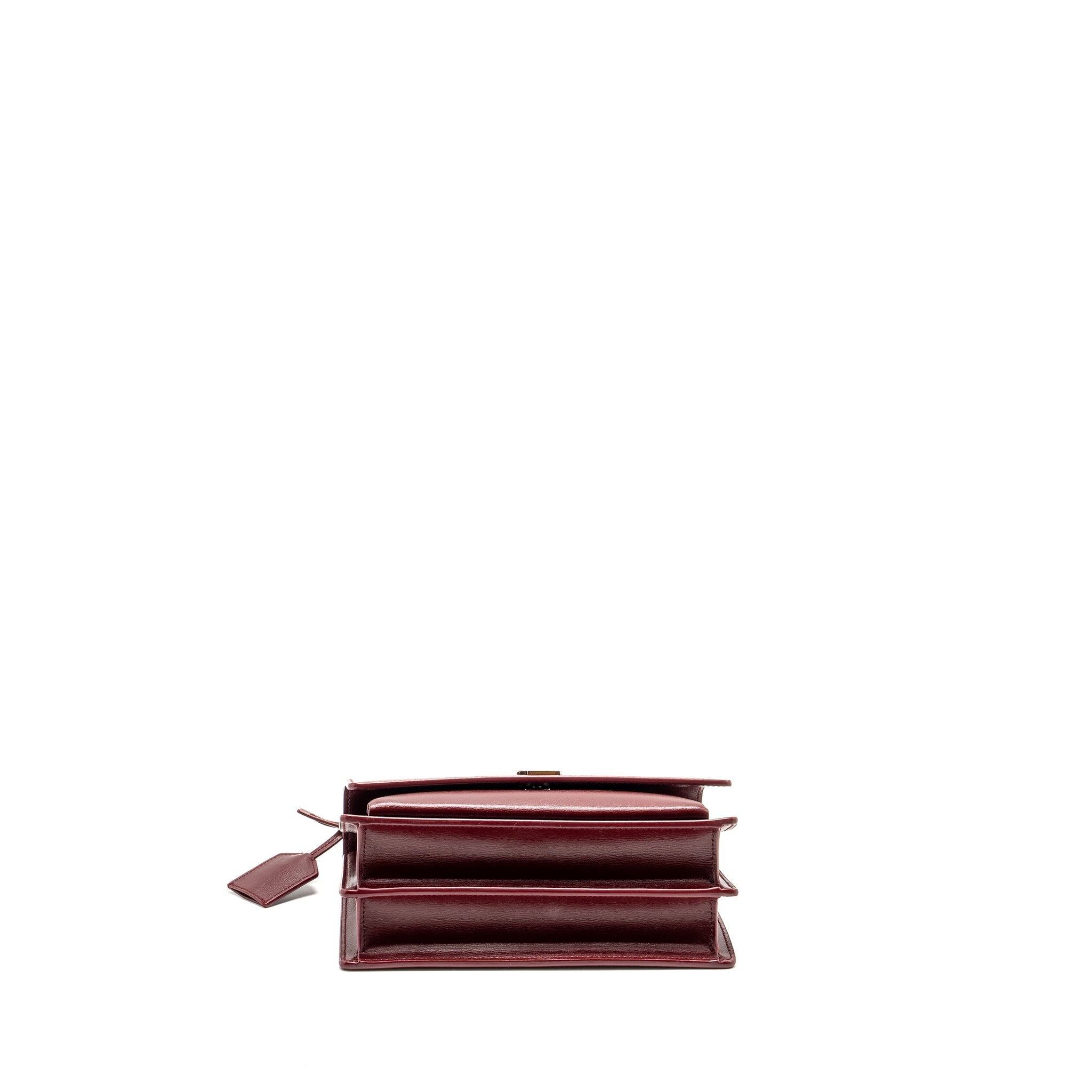 SAINT LAURENT/YSL SUNSET BAG CALFSKIN BURGUNDY SHW