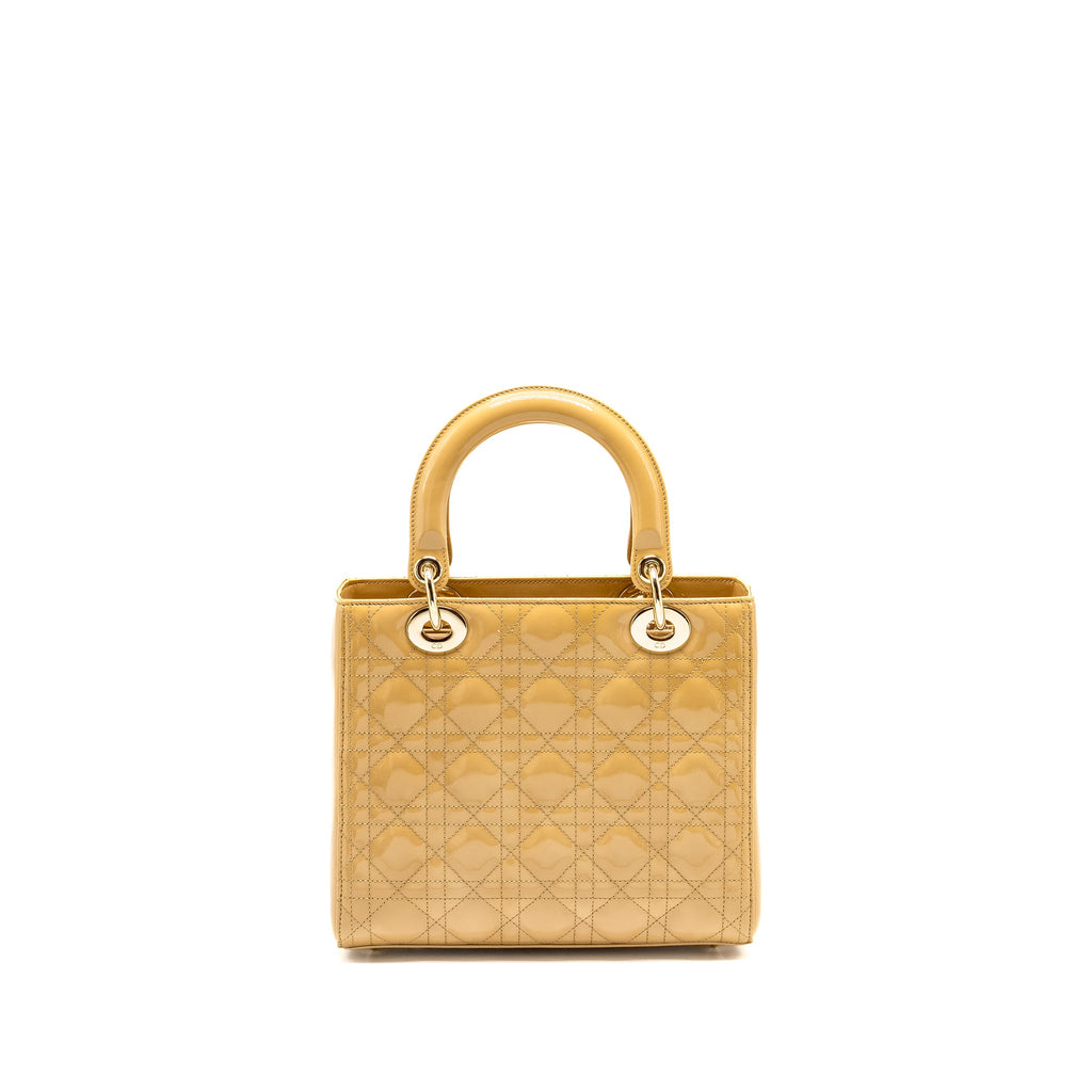 DIOR MEDIUM LADY DIOR PATENT BEIGE GHW