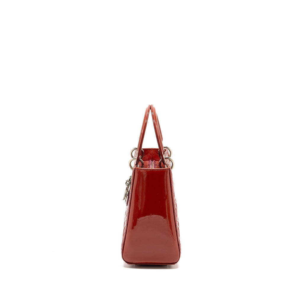 DIOR MEDIUM LADY DIOR PATENT DARK PINK SHW
