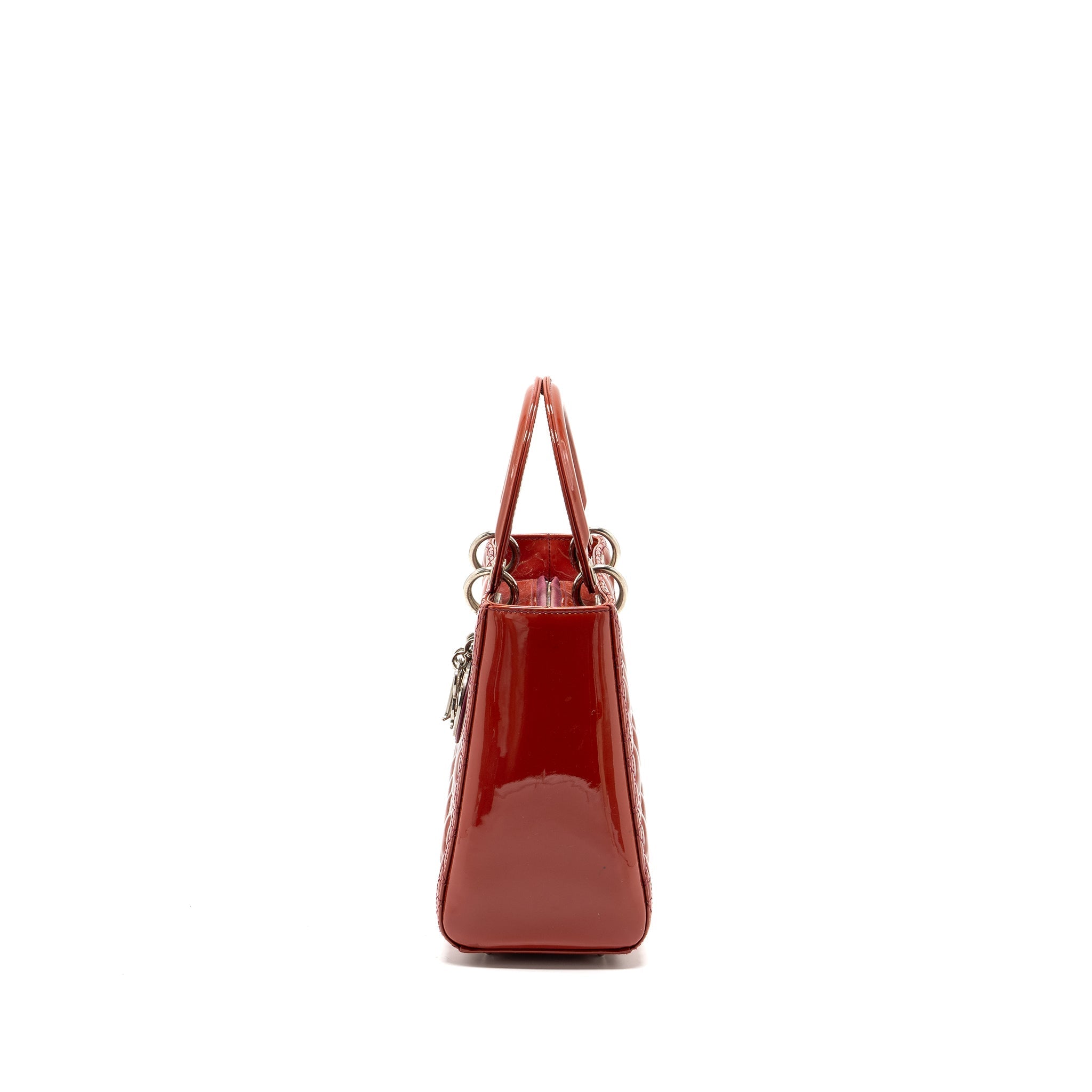 DIOR MEDIUM LADY DIOR PATENT DARK PINK SHW