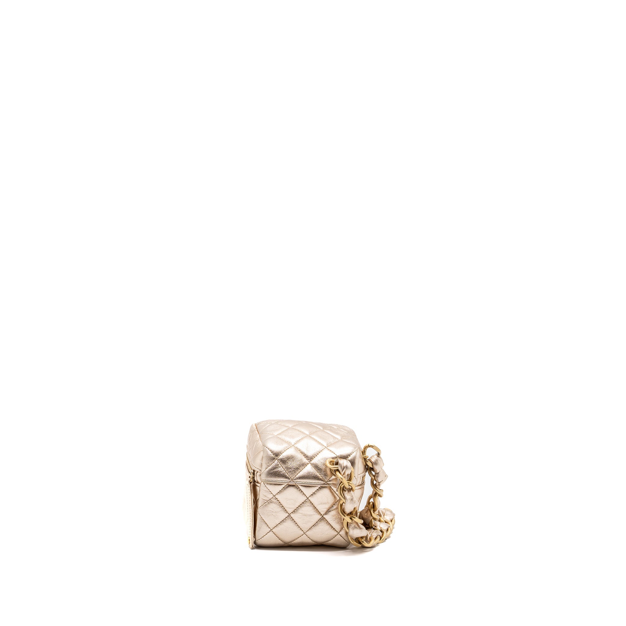 CHANEL 22S DICE PURSE WITH CHAIN LAMBSKIN GOLD BRUSHED GHW