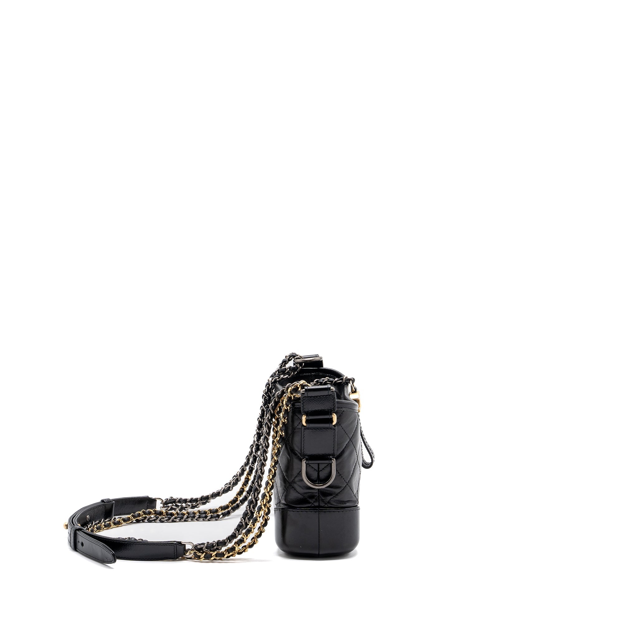 CHANEL SMALL GABRIELLE HOBO BAG AGED CALFSKIN BLACK MULTICOLOUR HARDWARE