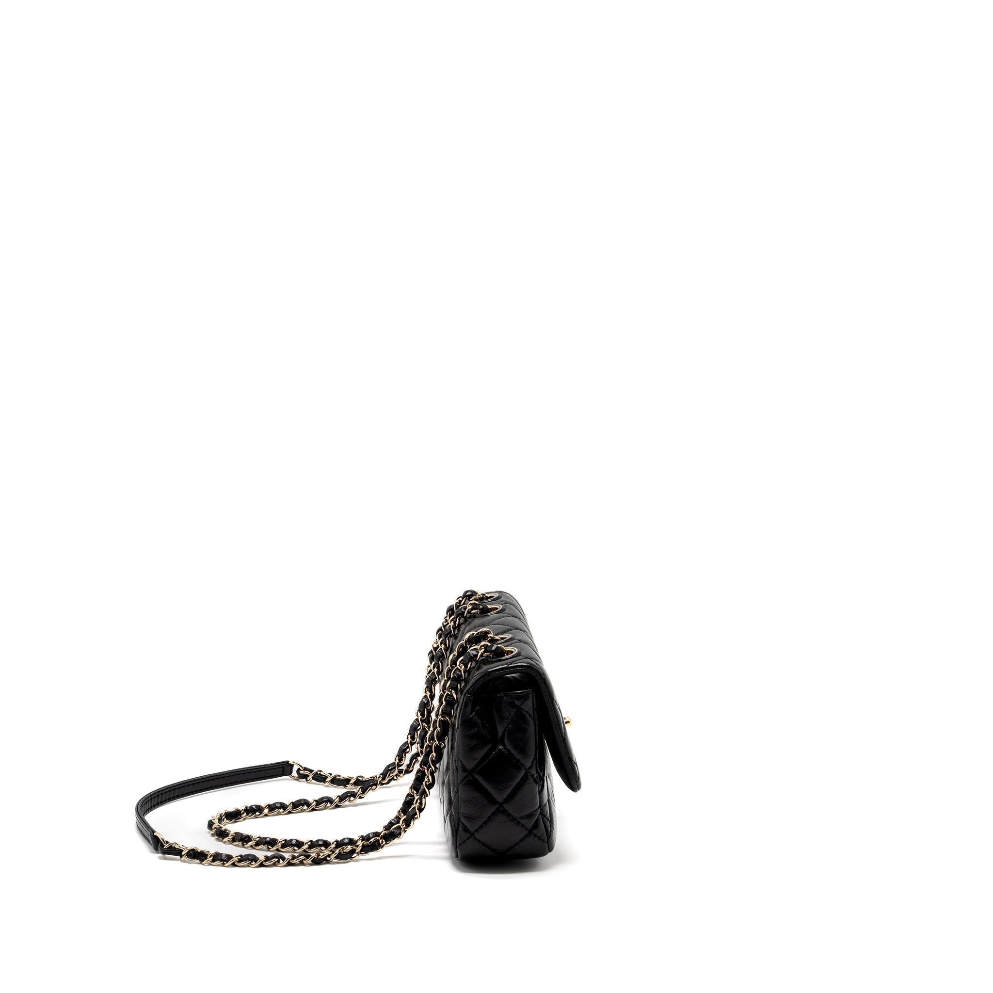 CHANEL MONT COCO MINI FLAP BAG SHINY LAMBSKIN BLACK LGHW