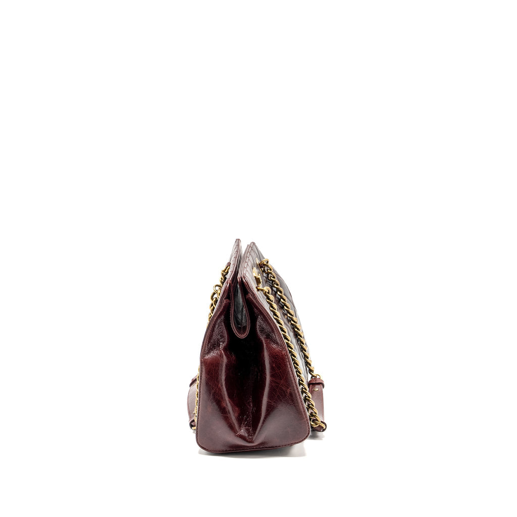 CHANEL PERFECT EDGE TOTE BAG CALFSKIN BURGUNDY GHW