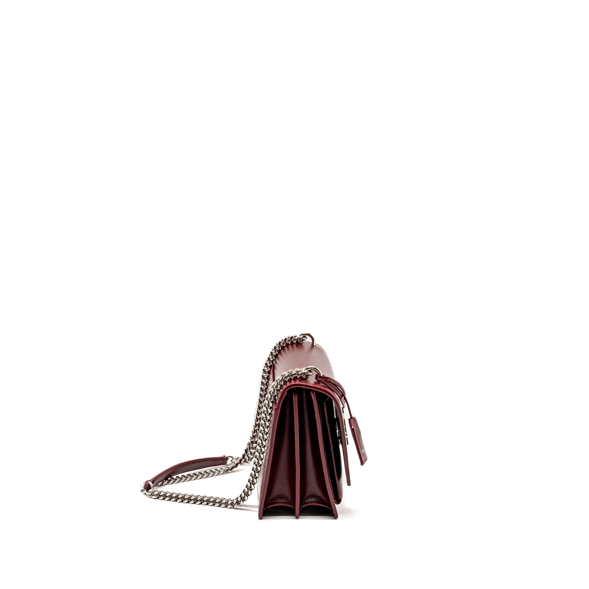 SAINT LAURENT/YSL SUNSET BAG CALFSKIN BURGUNDY SHW