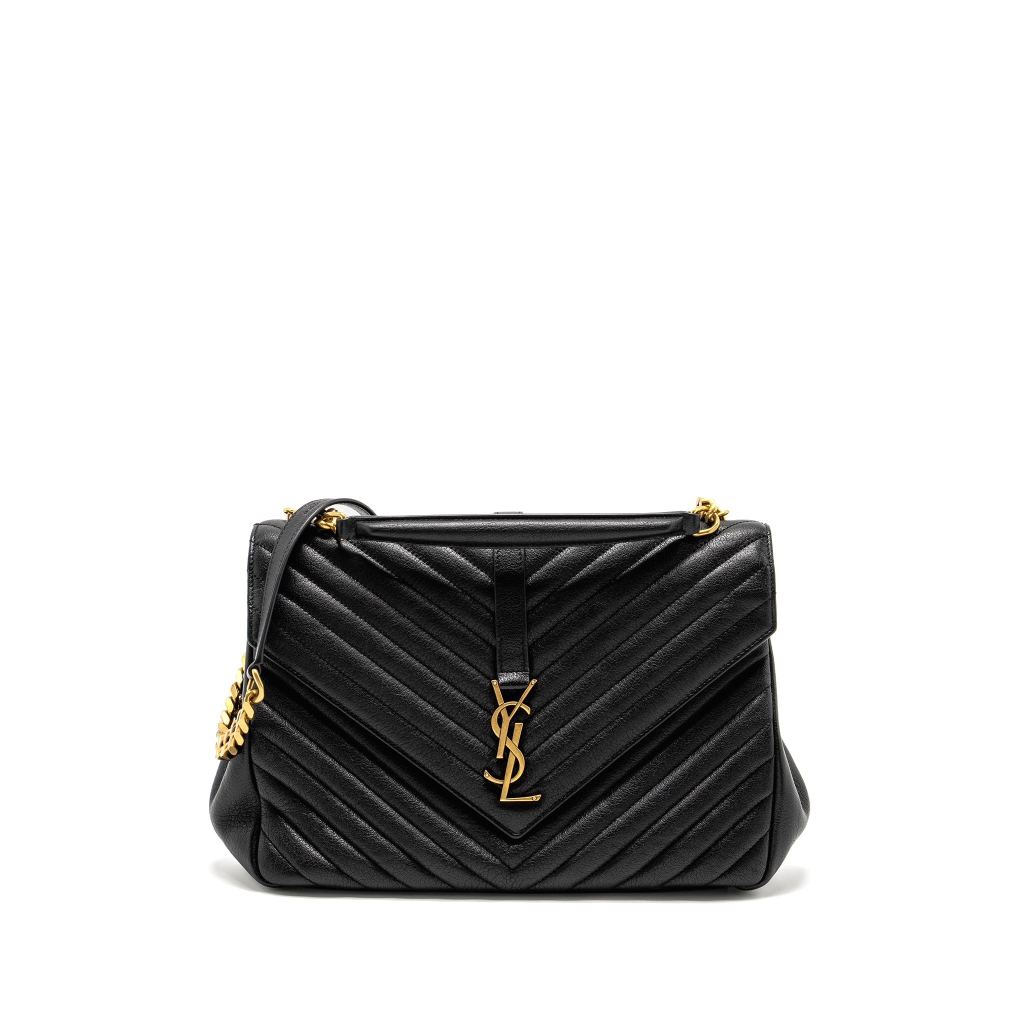 SAINT LAURENT/YSL LARGE COLLEGE BAG MATELASSE LEATHER BLACK GHW