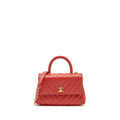 CHANEL SMALL COCO HANDLE CHEVRON CAVIAR RED GHW