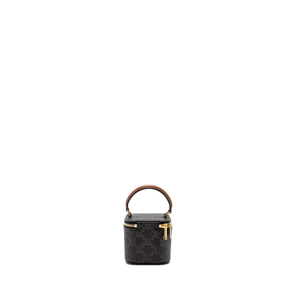 CELINE MINI VANITY CASE TRIOMPHE CANVAS/CALFSKIN TAN GHW