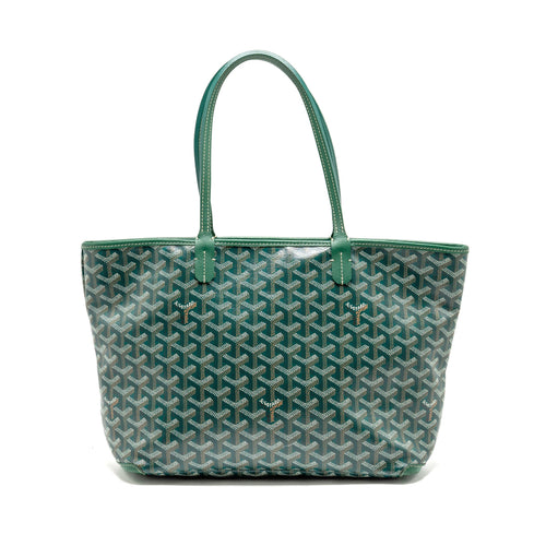 GOYARD ARTOIS PM HANDBAG GOYARDINE CANVAS/CALFSKIN GREEN SHW