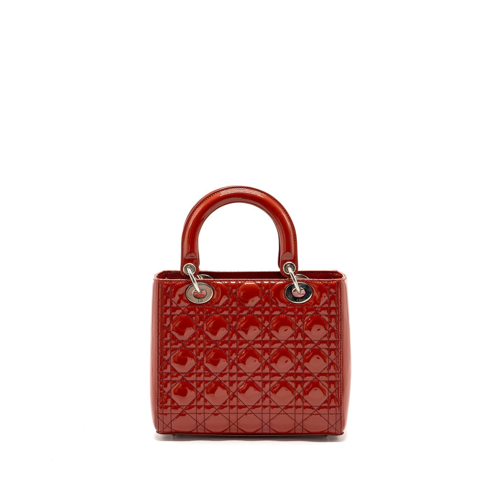 DIOR MEDIUM LADY DIOR PATENT DARK PINK SHW