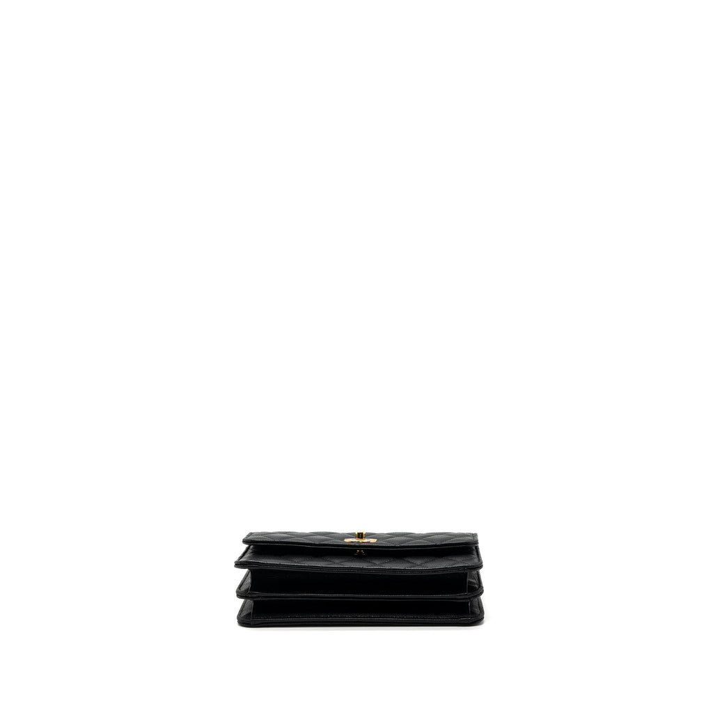 CHANEL 23S WALLET ON CHAIN WITH BAG CHARM CAVIAR BLACK GHW(MICROCHIP)
