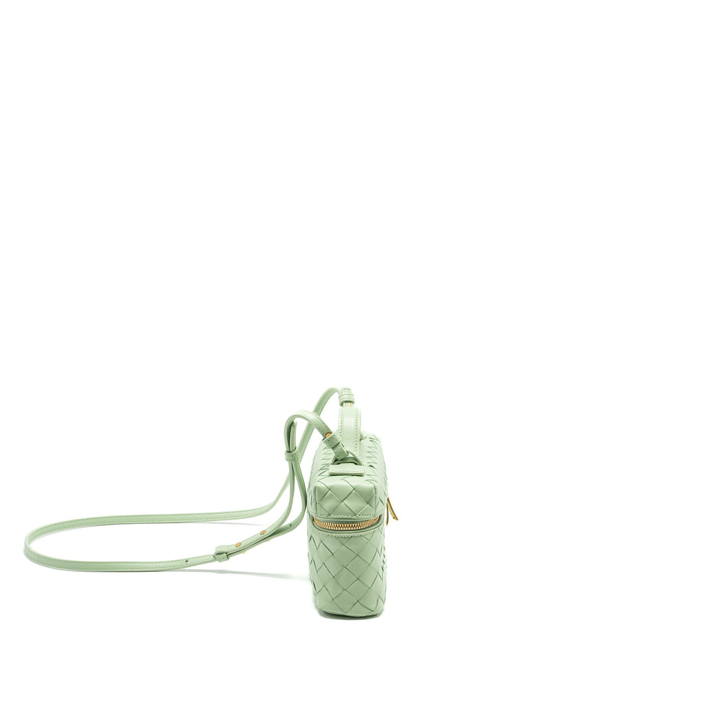 BOTTEGA VENETA BANG BANG VANITY CASE CALFSKIN LIGHT GREEN GHW