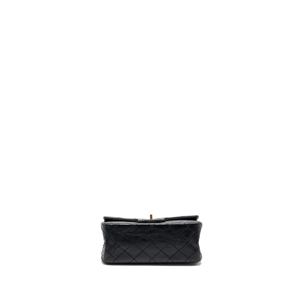 CHANEL MINI 2.55 REISSUE FLAP BAG AGED CALFSKIN BLACK GHW
