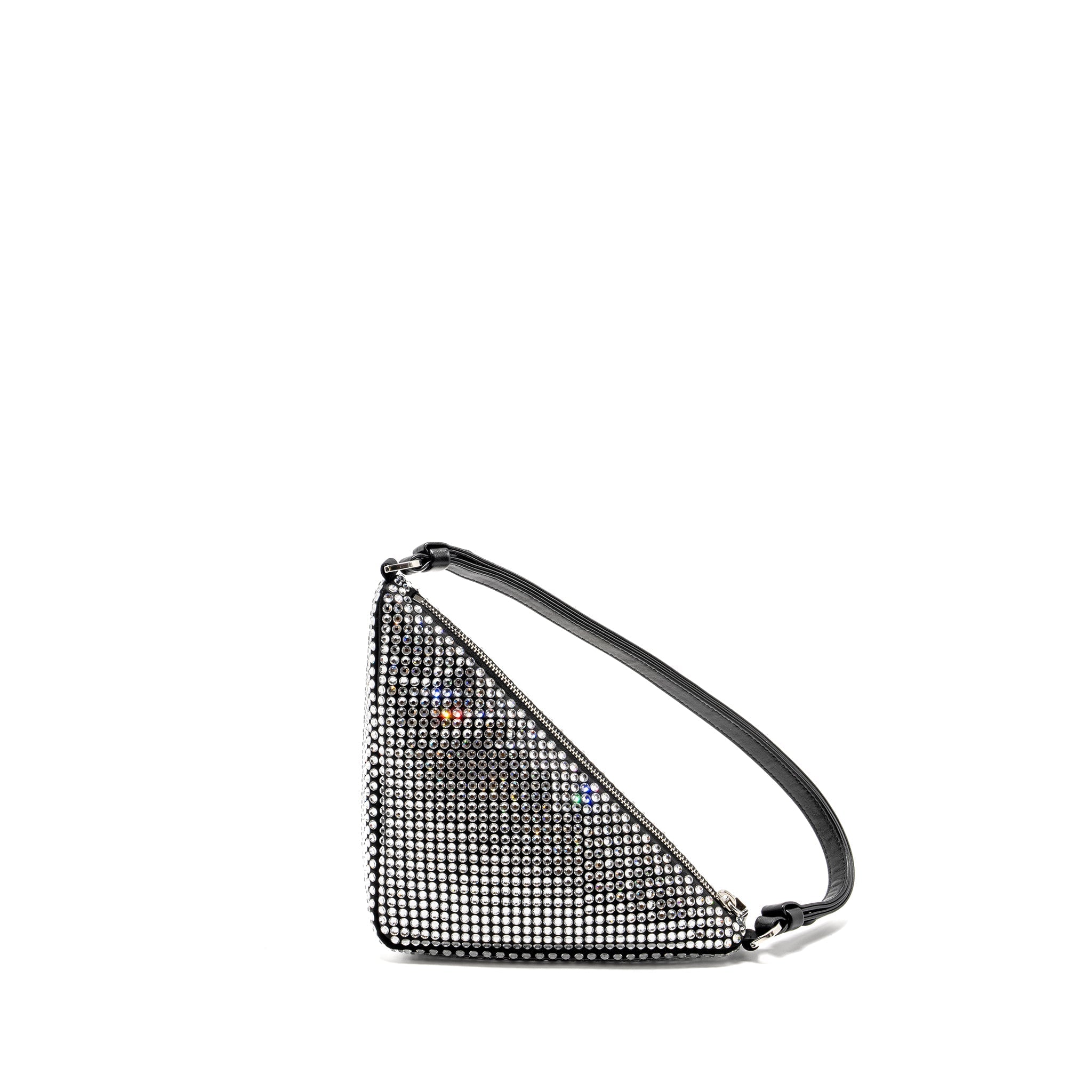 PRADA TRIANGLE POUCH CRYSTAL EMBELLISHED BLACK SHW