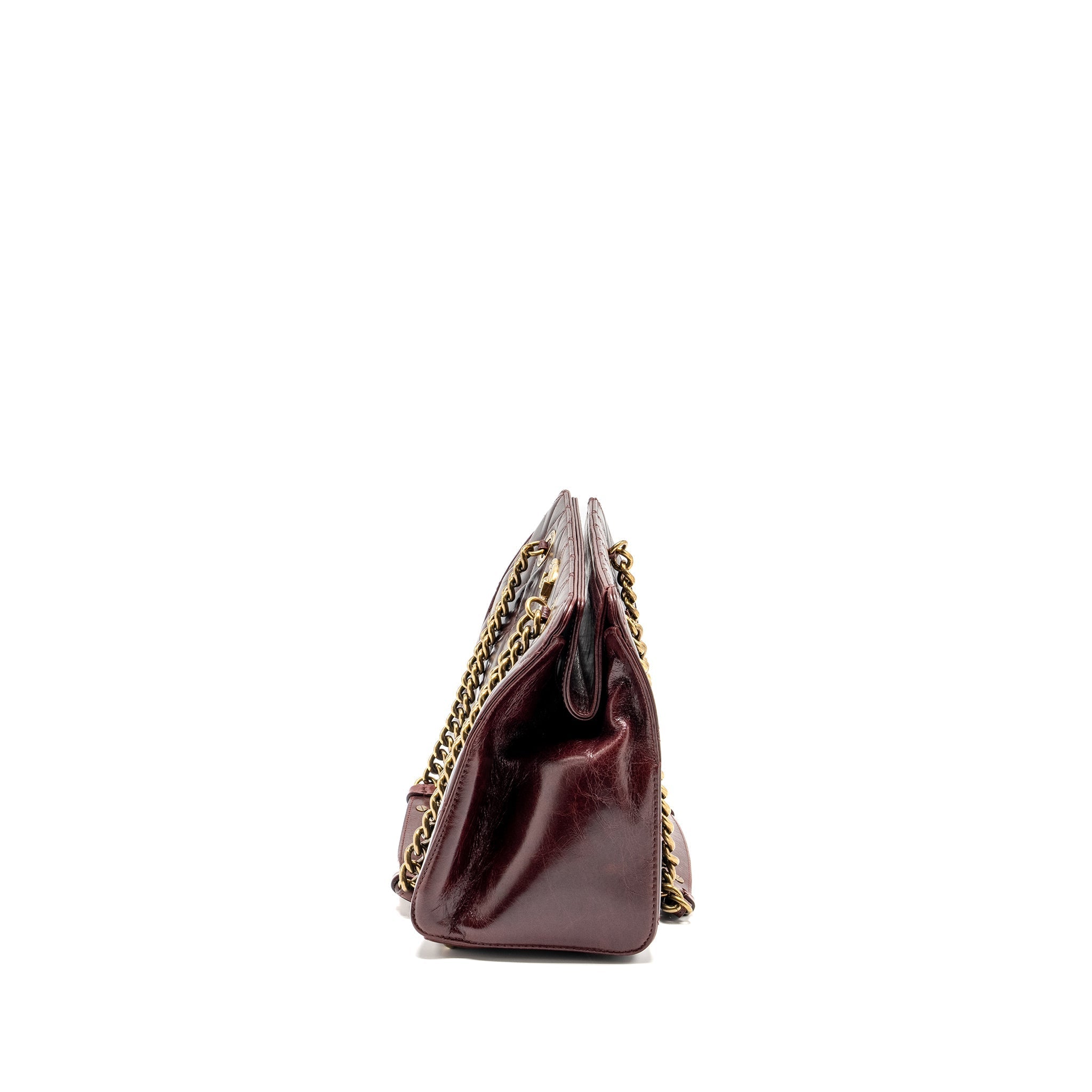 CHANEL PERFECT EDGE TOTE BAG CALFSKIN BURGUNDY GHW