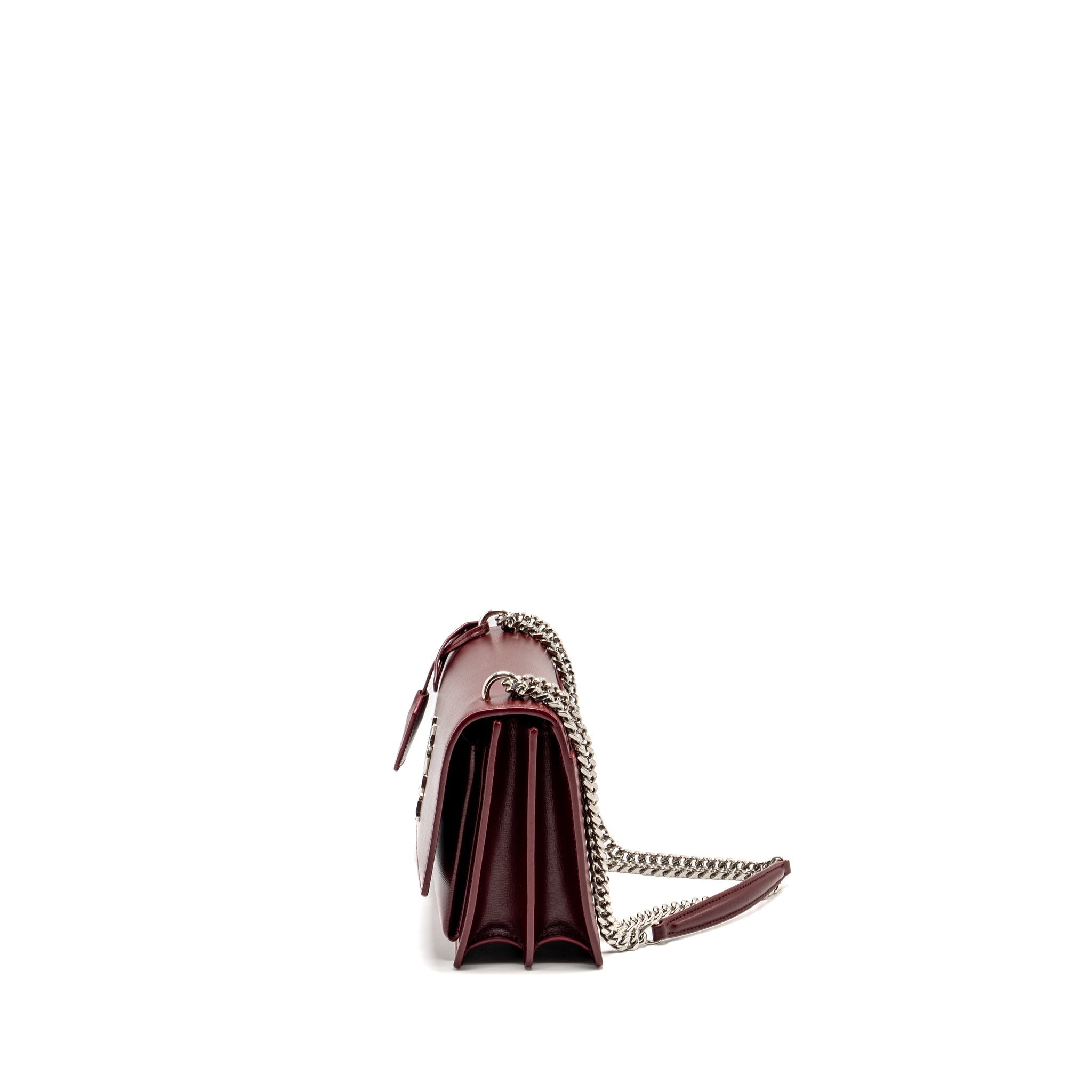 SAINT LAURENT/YSL SUNSET BAG CALFSKIN BURGUNDY SHW