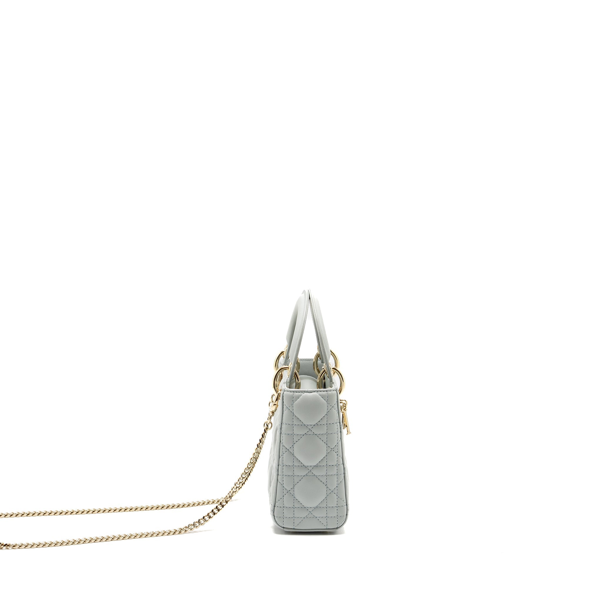 DIOR MINI LADY DIOR LAMBSKIN LIGHT BLUE LGHW