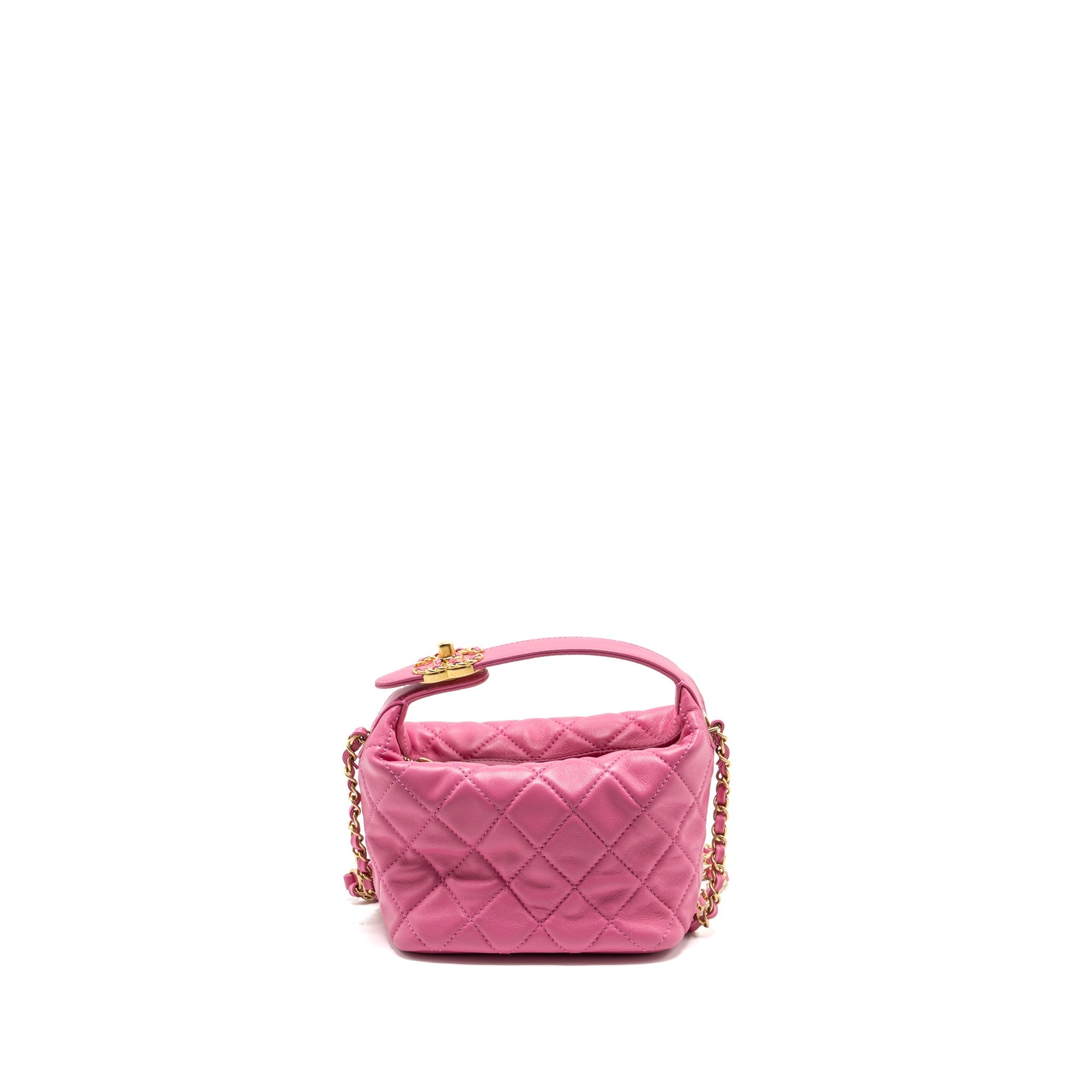 CHANEL 20S SMALL QUILTED HOBO BAG LAMBSKIN PINK GHW