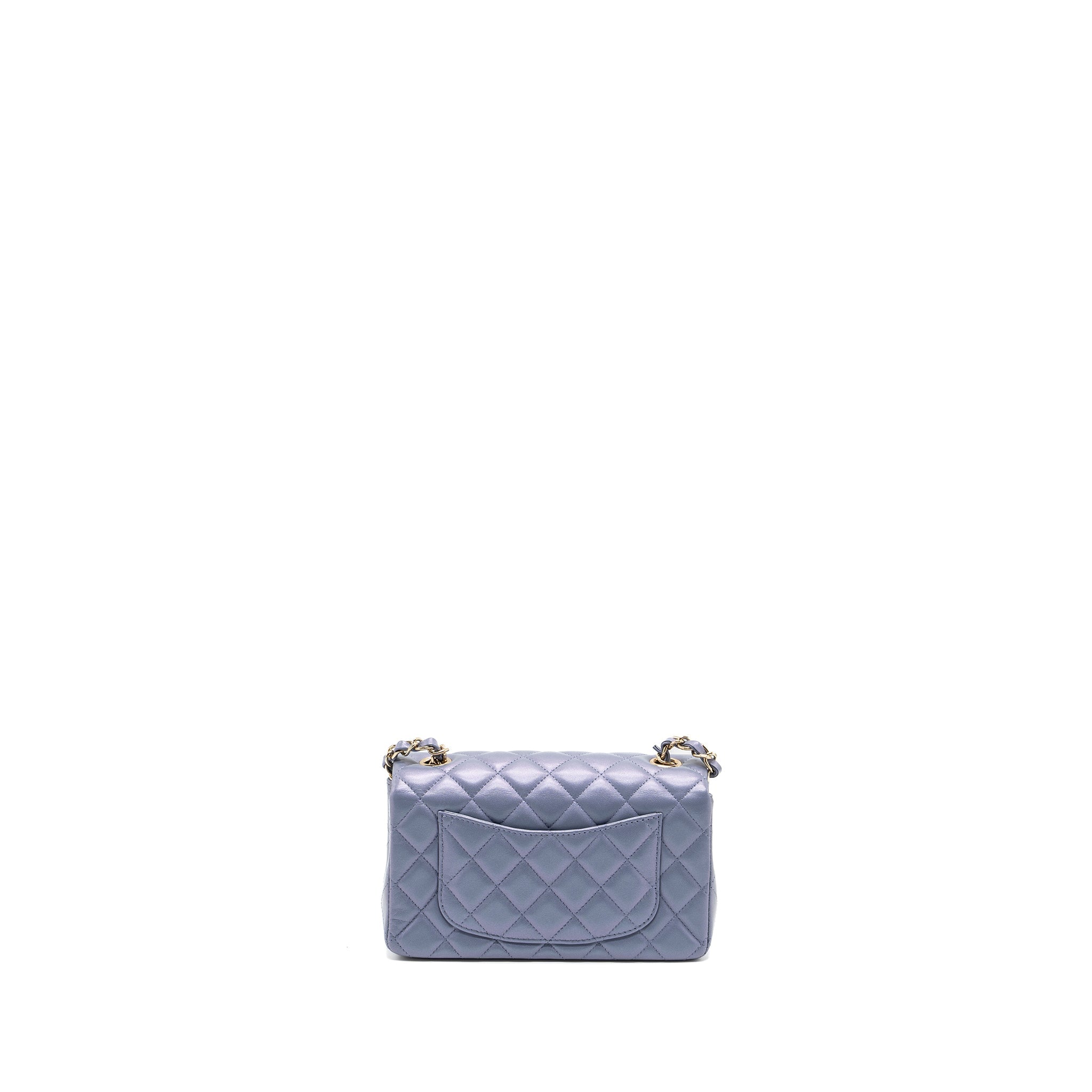 CHANEL CLASSIC MINI RECTANGULAR FLAP BAG LAMBSKIN IRIDESCENT LIGHT PURPLE LGHW (MICROCHIP)