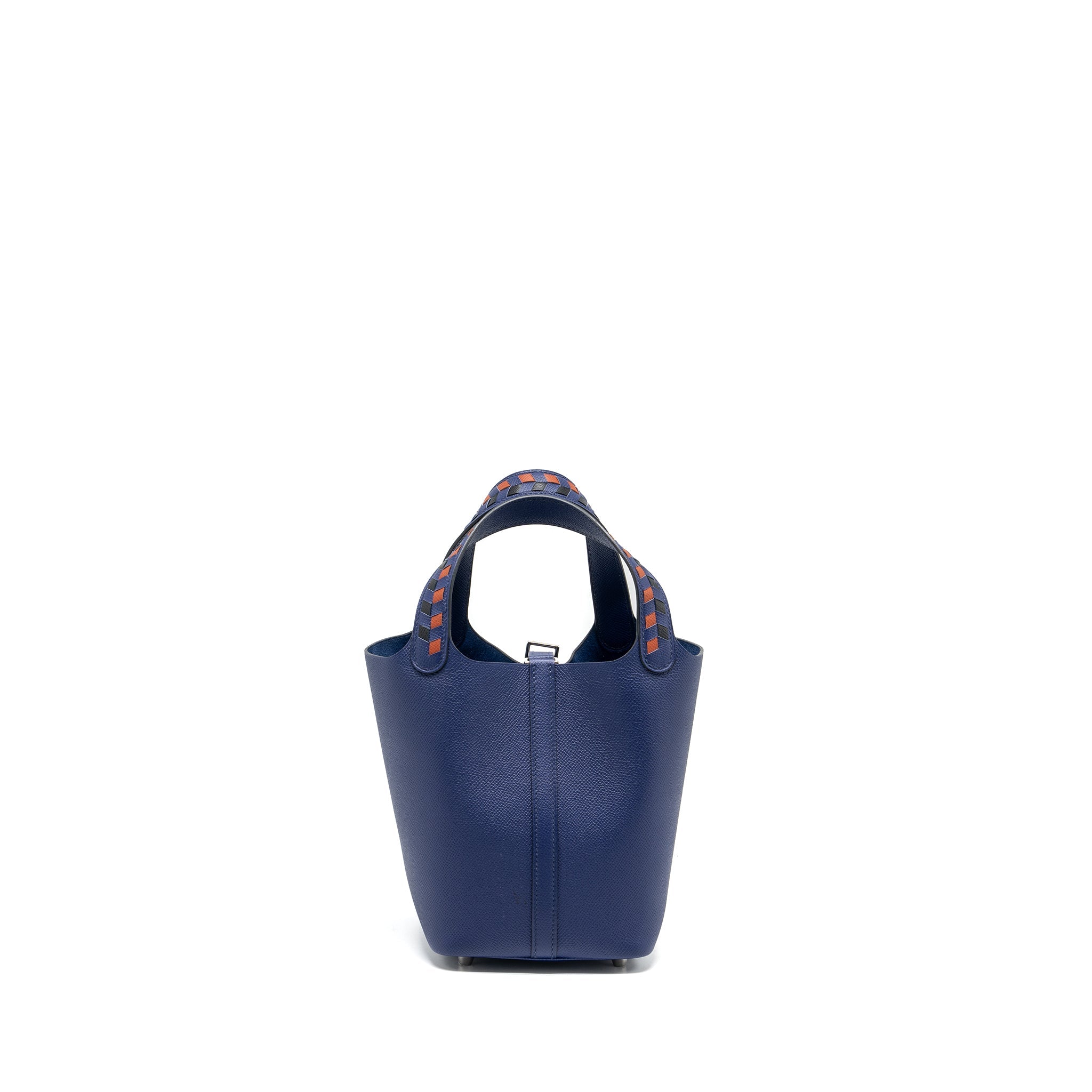 HERMES PICOTIN 18 LOCK BAG EPSOM BLUE ENCRE/ BRIQUE / BLACK SHW
