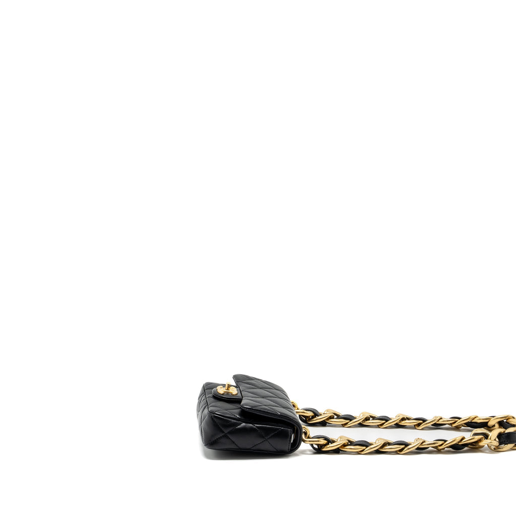 CHANEL MINI SQUARE FLAP BAG WITH GIANT CHAIN LAMBSKIN GHW (MICROCHIP)