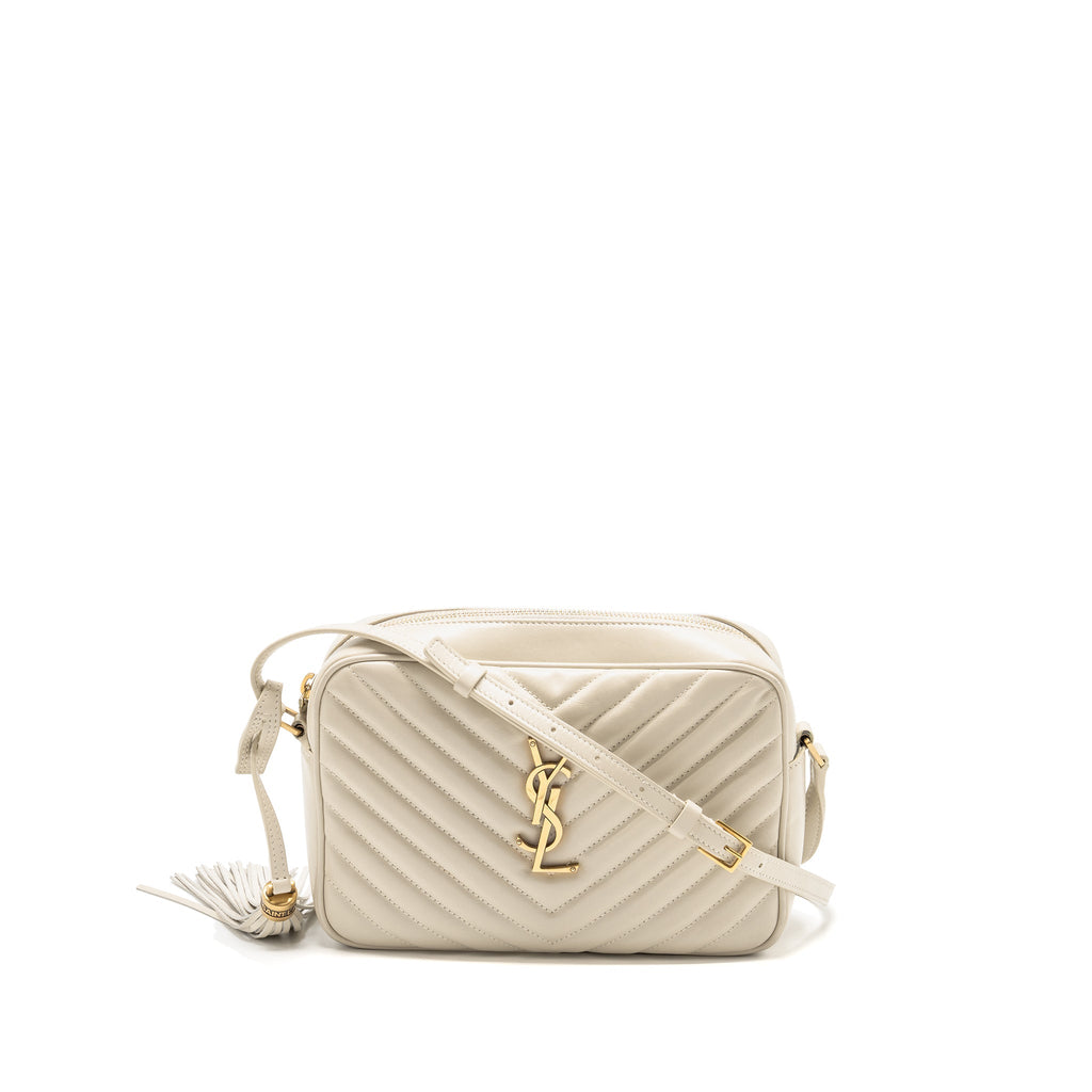 SAINT LAURENT/YSL LOU CAMERA BAG CALFSKIN WHITE GHW
