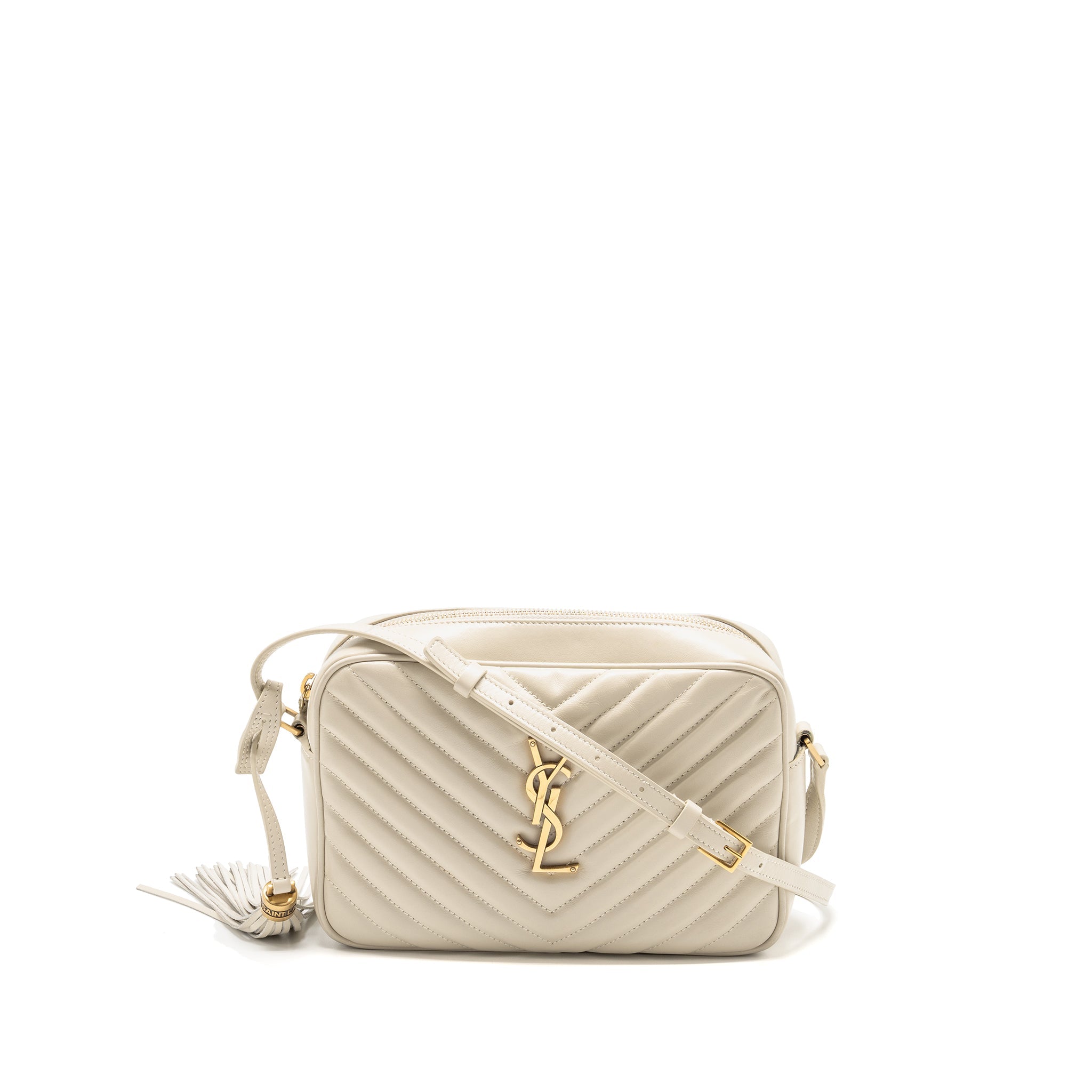 SAINT LAURENT/YSL LOU CAMERA BAG CALFSKIN WHITE GHW