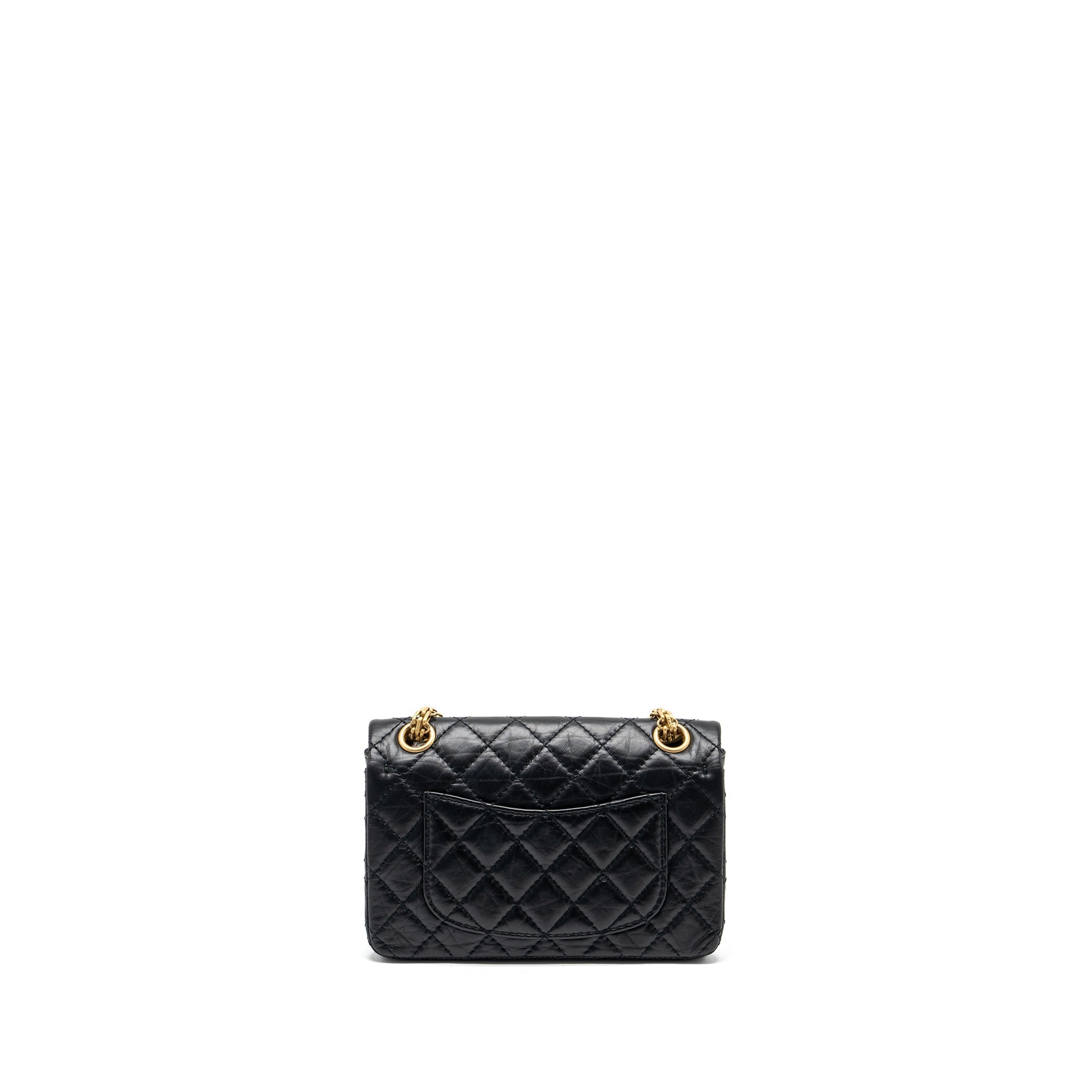 CHANEL MINI 2.55 REISSUE FLAP BAG AGED CALFSKIN BLACK GHW