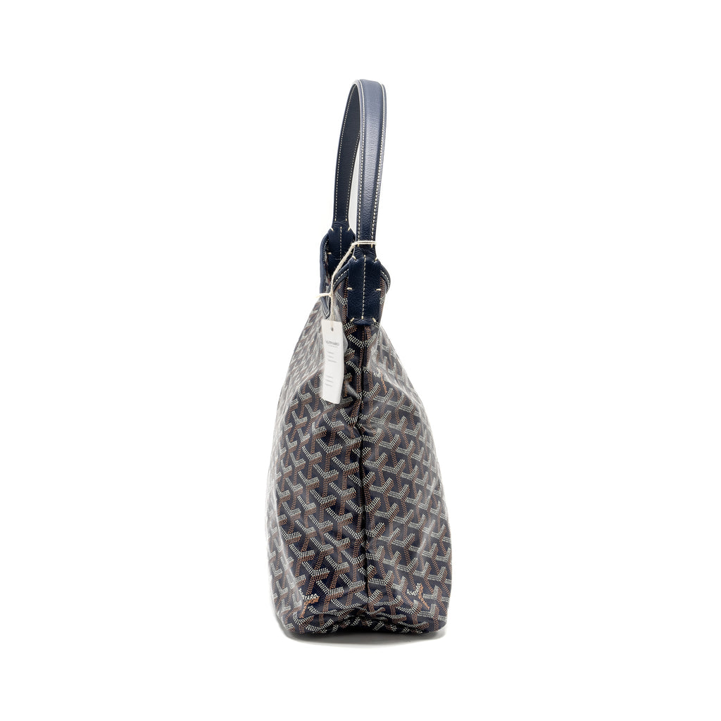 GOYARD BOHEME HOBO BAG GOYARDINE CANVAS/CALFSKIN NAVY SHW