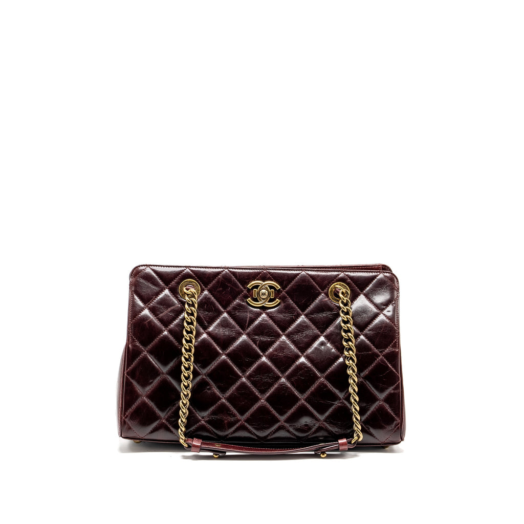 CHANEL PERFECT EDGE TOTE BAG CALFSKIN BURGUNDY GHW