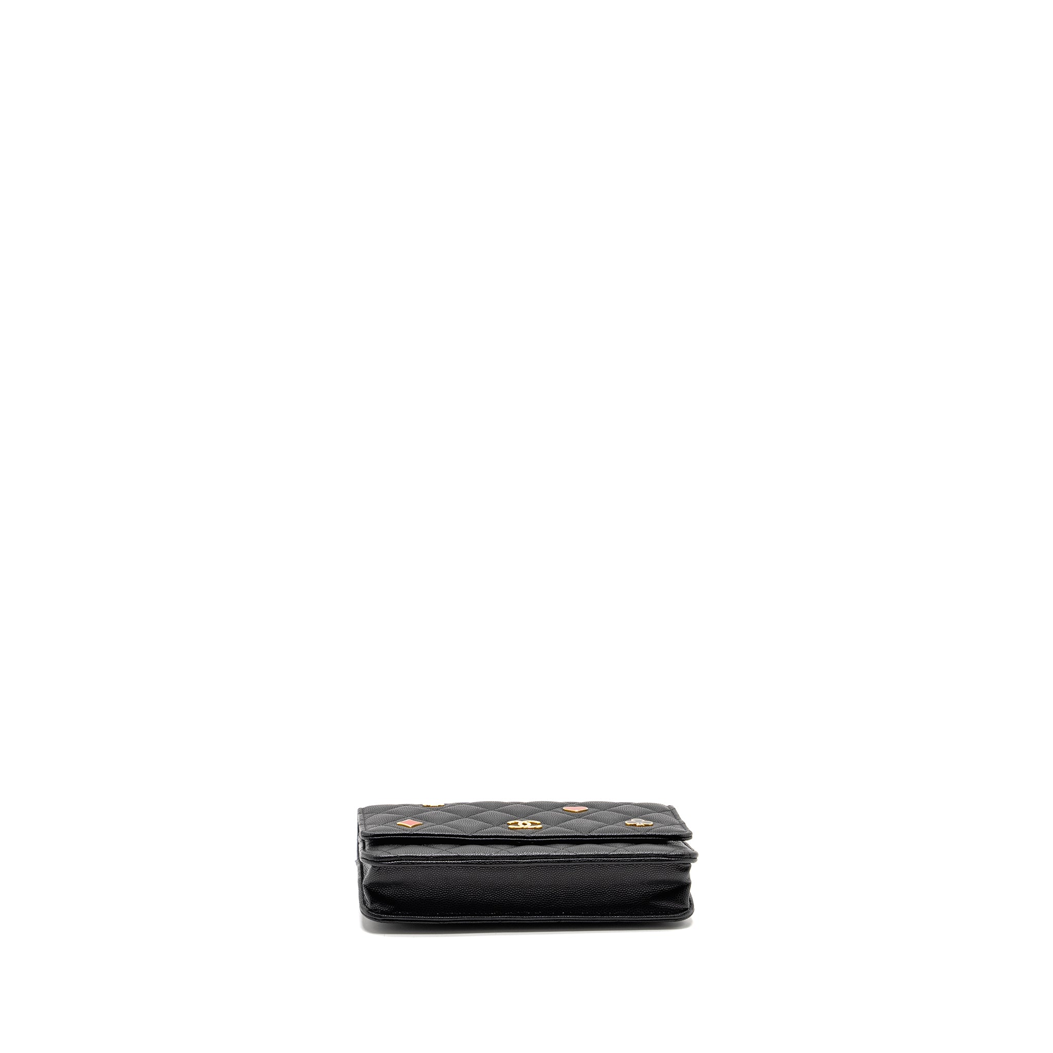 CHANEL COCO CASINO WALLET ON CHAIN CAVIAR BLACK GHW (MICROCHIP)