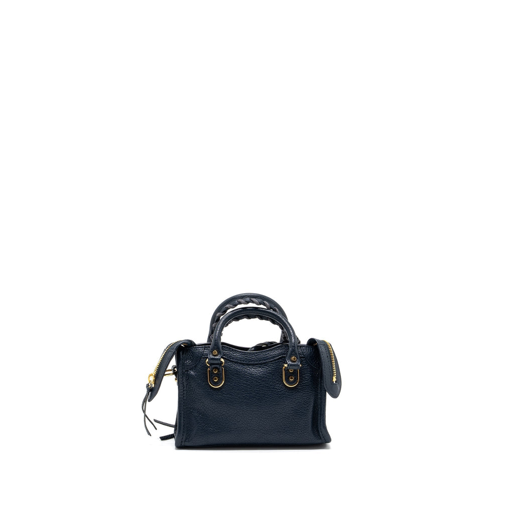 BALENCIAGA NANO CITY BAG NAVY GHW