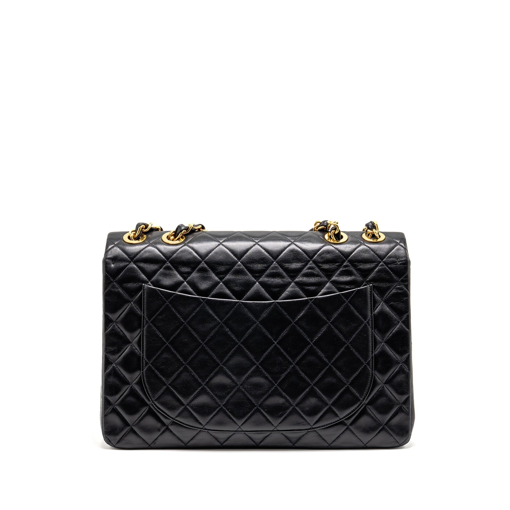 CHANEL VINTAGE CLASSIC FLAP JUMBO BAG CALFSKIN BLACK GHW