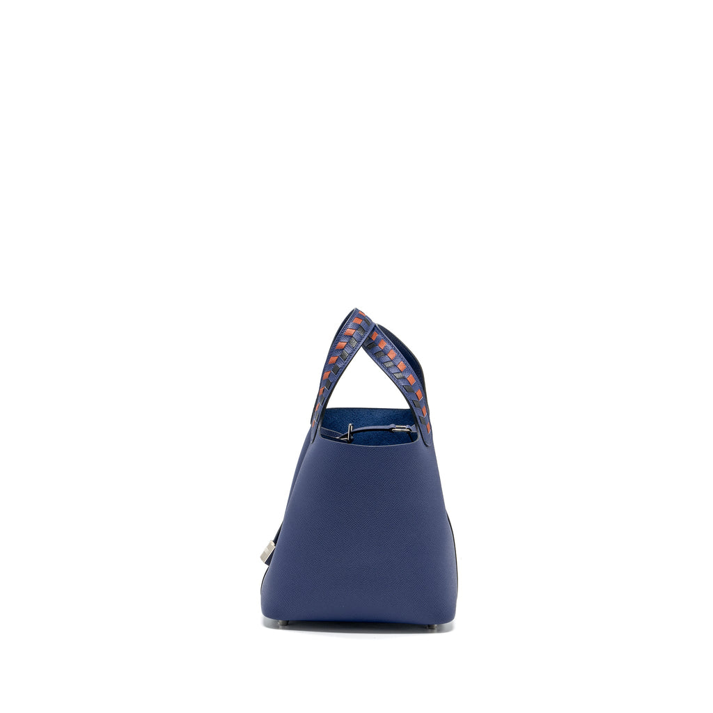 HERMES PICOTIN 18 LOCK BAG EPSOM BLUE ENCRE/ BRIQUE / BLACK SHW