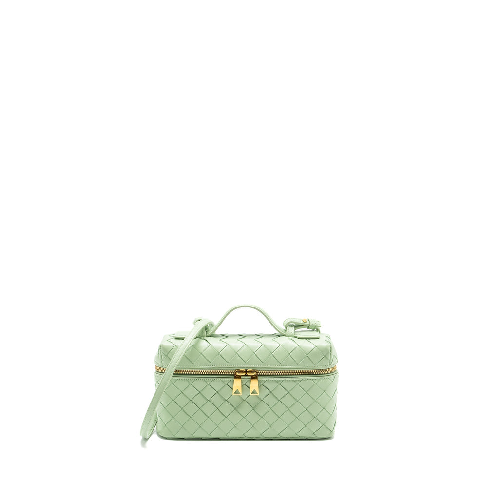 BOTTEGA VENETA BANG BANG VANITY CASE CALFSKIN LIGHT GREEN GHW