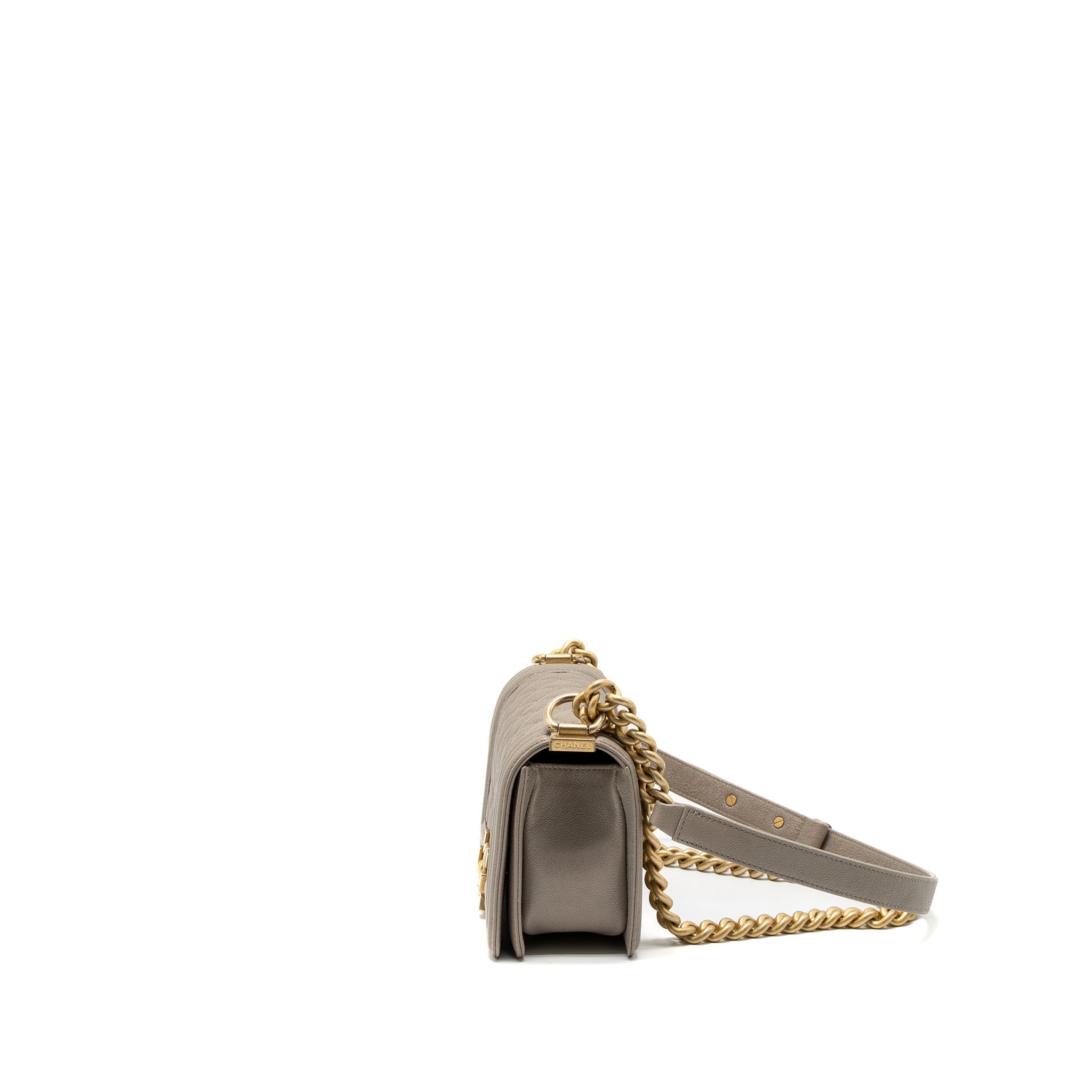 CHANEL SMALL BOY BAG CAVIAR LIGHT GREY GHW