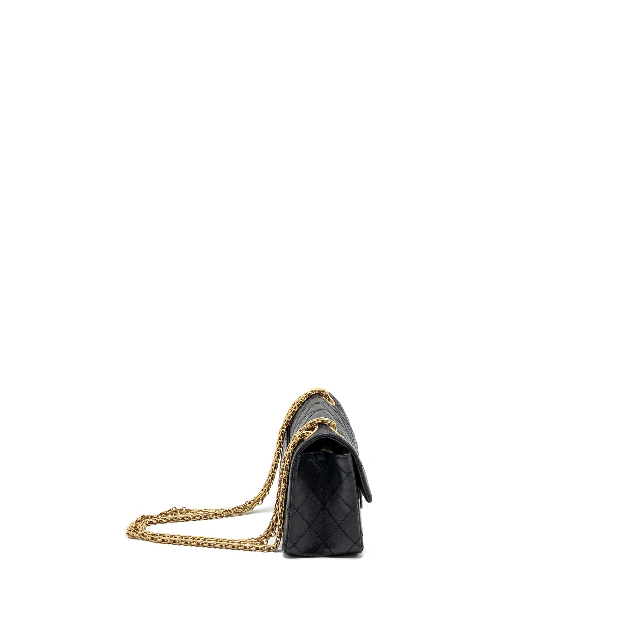 CHANEL MINI 2.55 REISSUE FLAP BAG AGED CALFSKIN BLACK GHW