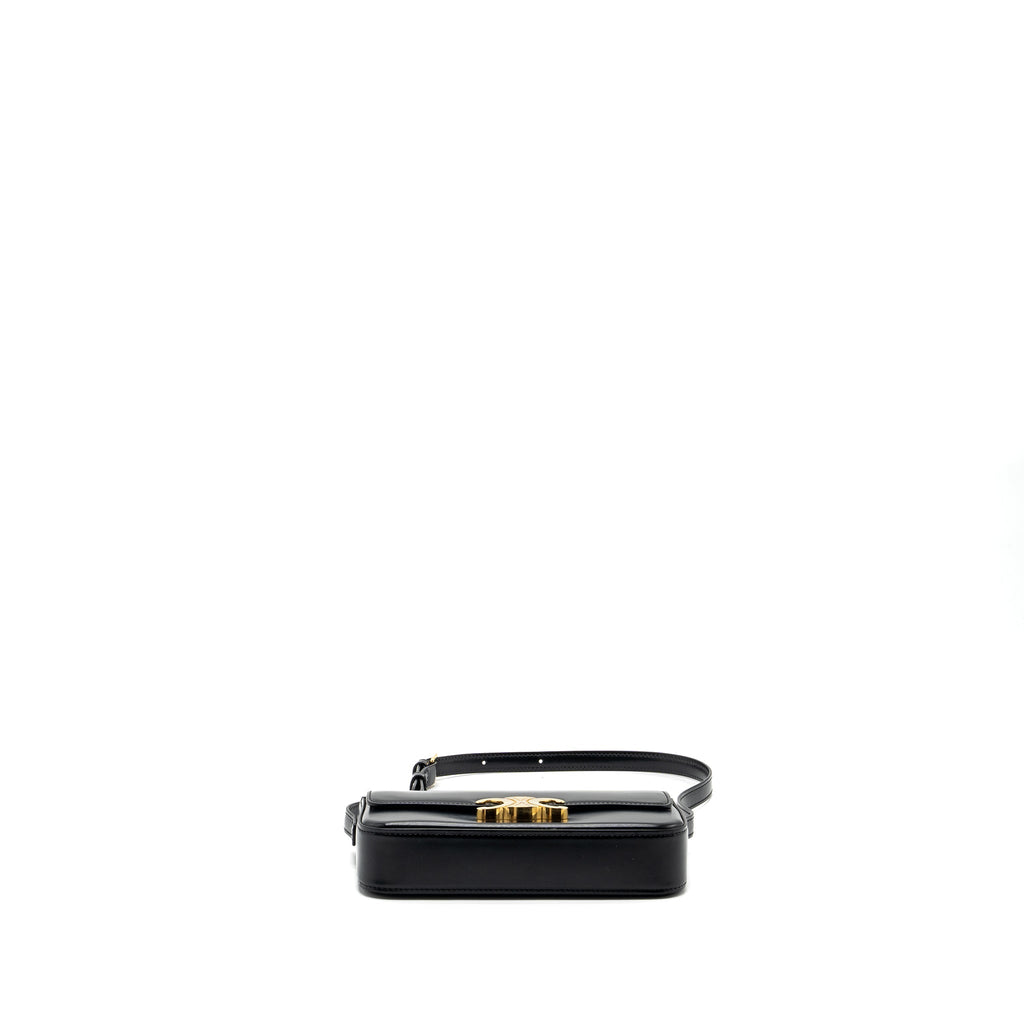 CELINE TRIOMPHE SHOULDER BAG SHINY CALFSKIN BLACK GHW