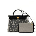 HERMES HERBAG 31 ZIP BAG TOILE H PLUME CANVAS/ HUNTER LEATHER BLACK / ECRU GHW