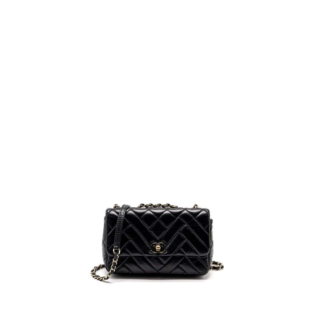 CHANEL MONT COCO MINI FLAP BAG SHINY LAMBSKIN BLACK LGHW